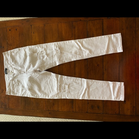 Mid-Rise Ripped White Skinny Jeans - Picture 3 of 5